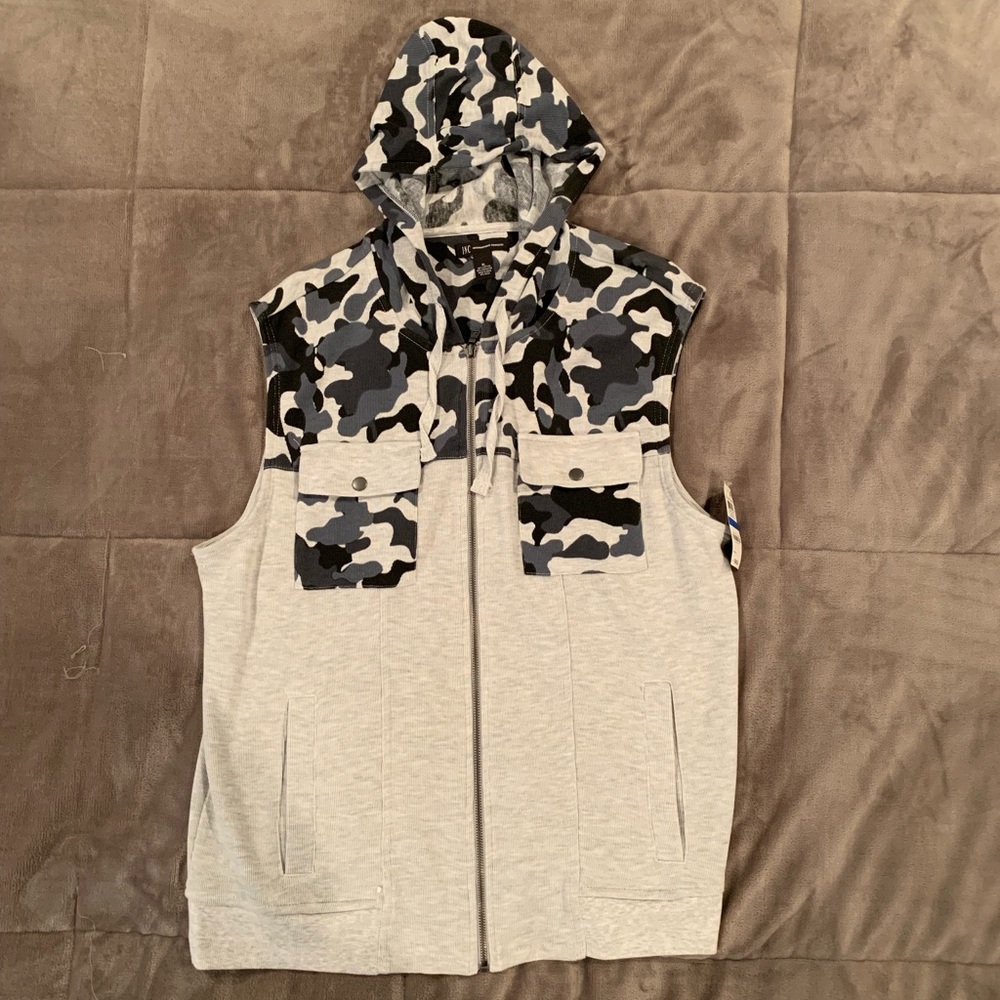 INC sleeveless camo hoodie